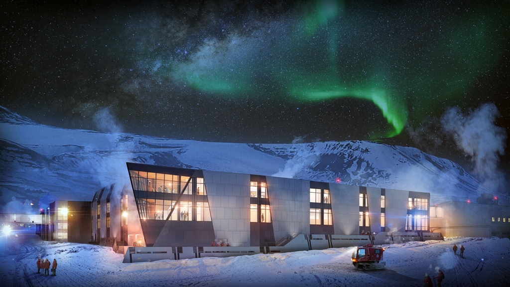 Exterior render of proposed AIMS Building