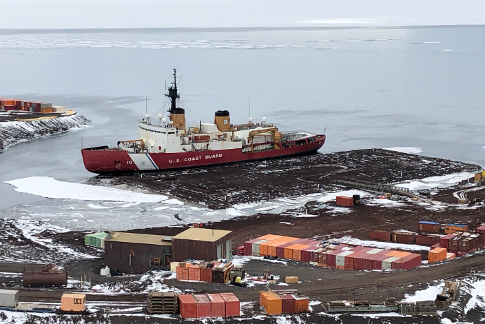 The US Coast Guard Cutter Polar Star Moored at McMurdo Station