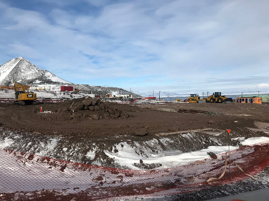 In March, workers prep the site of the new Vehicle Equipment Operations Center (VEOC)